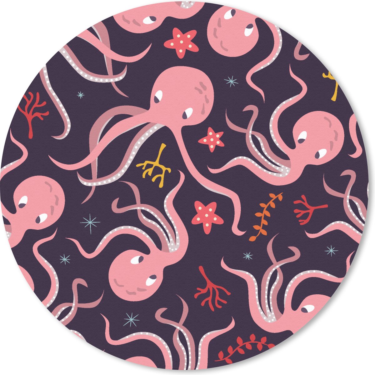 Muismat rond 20x20 cm - Mousepad Octopus - Baby - Design - Ronde muismatten