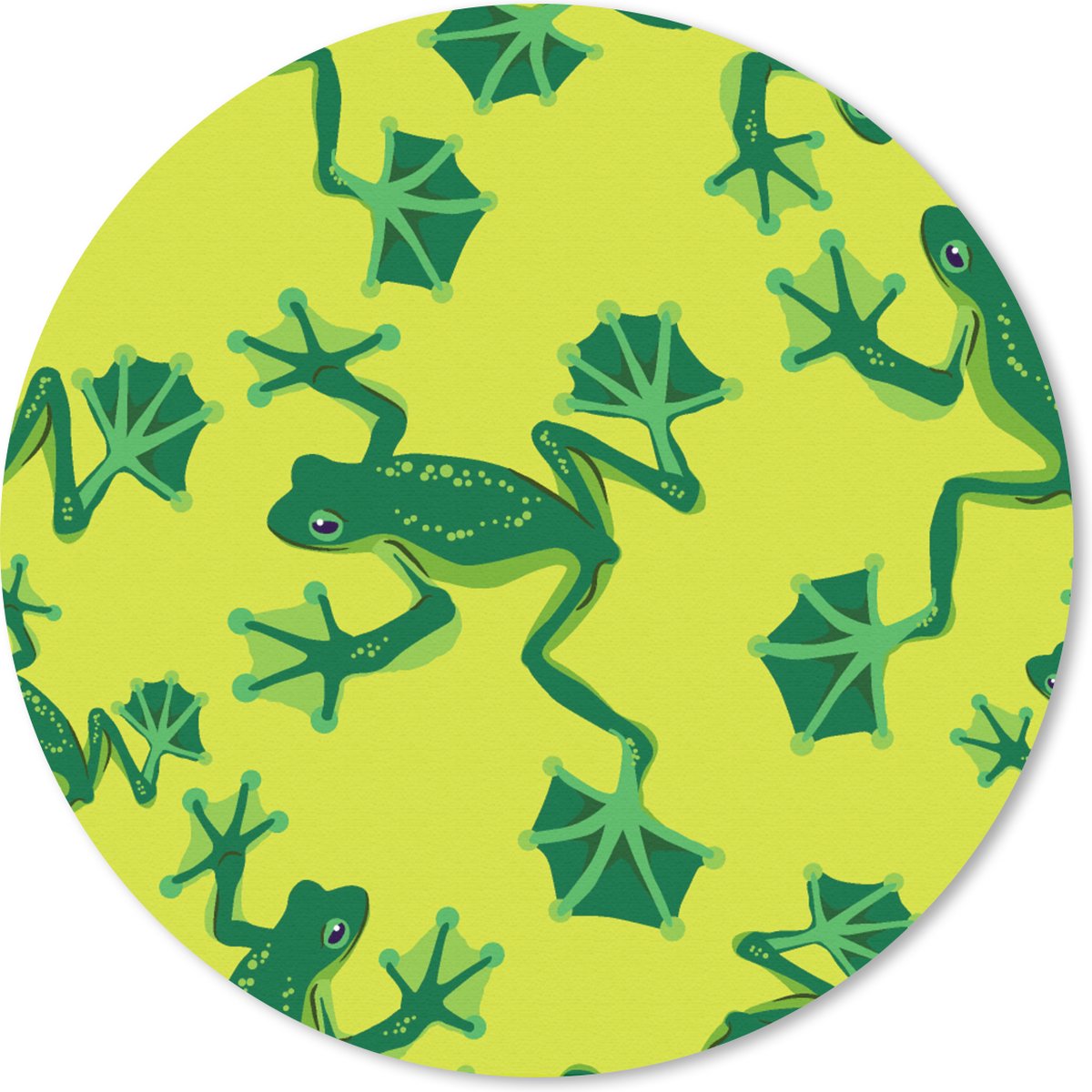 Muismat rond 40x40 cm - Mousepad Kikker - Dieren - Jungle - Patroon - Ronde muismatten