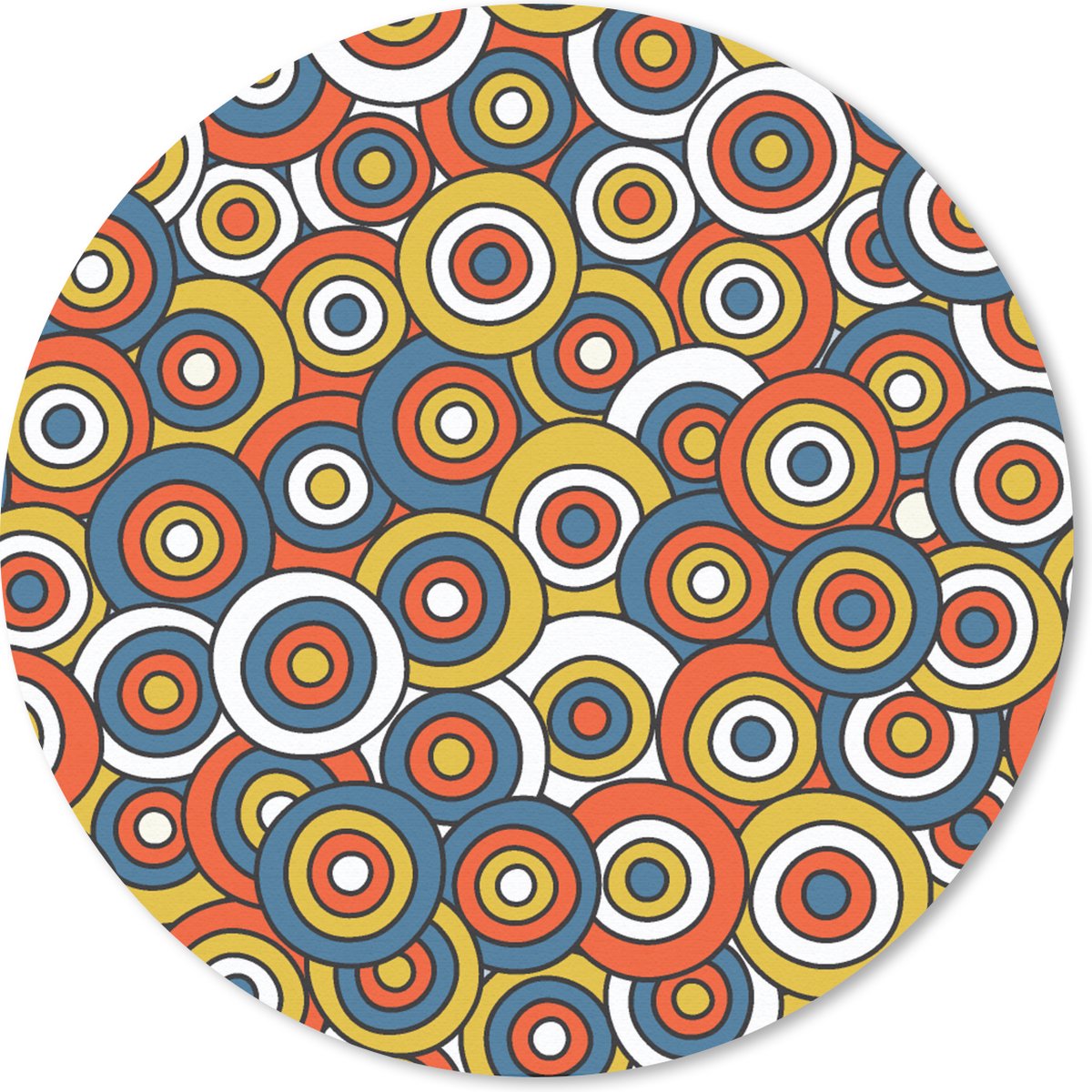 Muismat rond 40x40 cm - Mousepad Patroon - Retro - Cirkel - Ronde muismatten