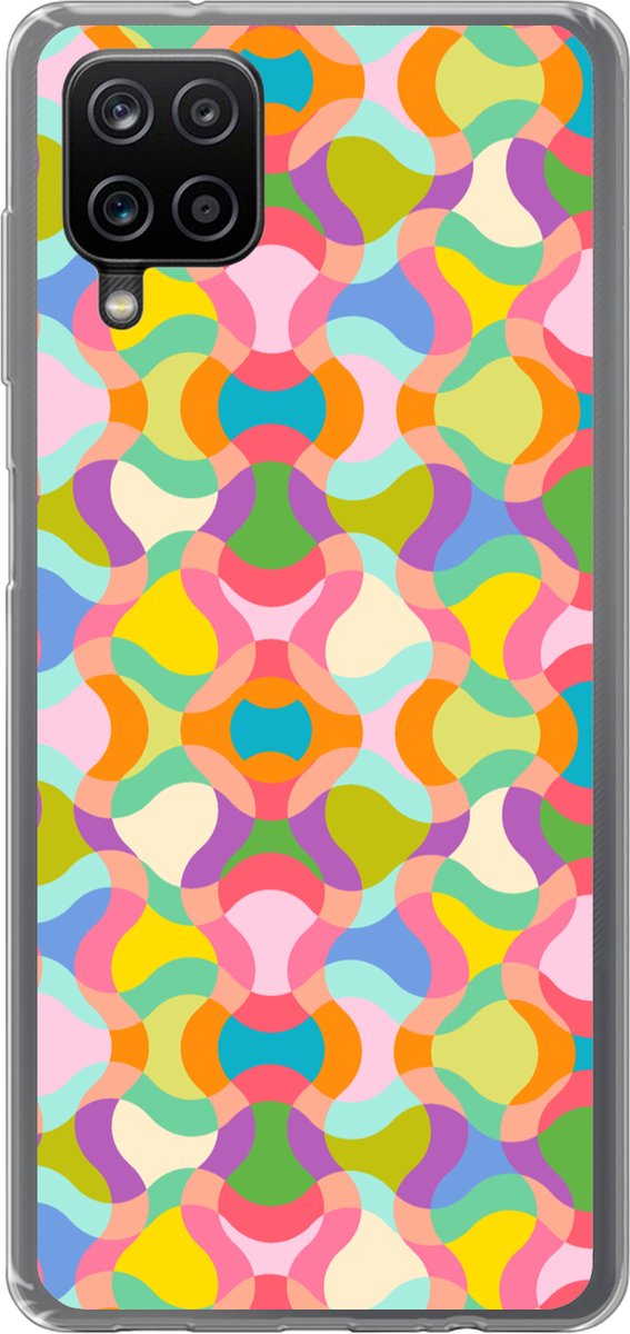 Telefoonhoesje Geschikt voor Samsung Galaxy A12 hoesje - Design - Abstract - Kleuren - Retro - Siliconen Telefoonhoesje Telefoonhoesje