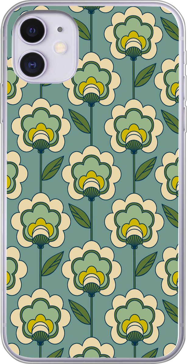 Telefoonhoesje Geschikt voor iPhone 11 hoesje - Retro - Design - Jaren 70 - Bloem - Siliconen Telefoonhoesje Telefoonhoesje