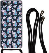 Hoesje met koord Geschikt voor iPhone SE 2020 - Meisje - Unicorn - Lolly snoep - Patronen - Girl - Kids - Kinderen - Siliconen - Crossbody - Backcover met Koord - Telefoonhoesje met koord - Hoesje met touw