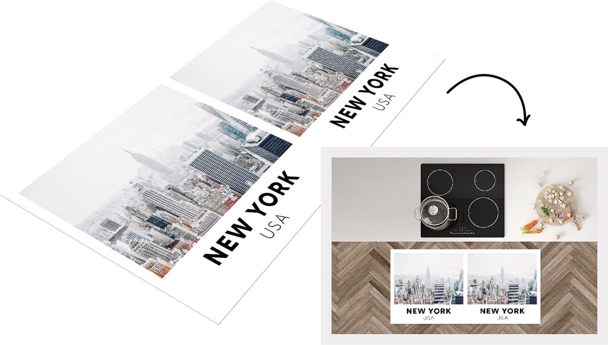 KitchenYeah Keukenloper - Loper keuken - New York - Amerika - Huizen - 120x60 cm - Keukenloper vinyl Multicolor