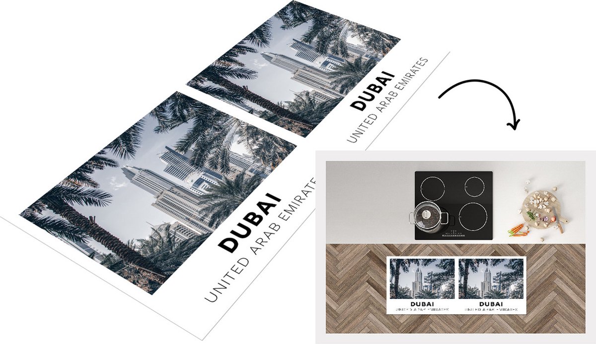 KitchenYeah Keukenloper - Loper keuken - Dubai - Bladeren - Architectuur - 120x50 cm - Keukenloper vinyl Multicolor