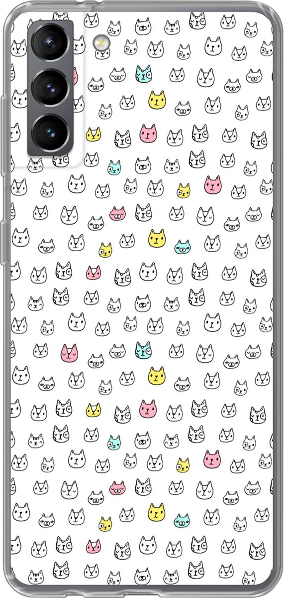 Telefoonhoesje Geschikt voor Samsung Galaxy S21 Plus hoesje - Meisje - Kat - Huisdieren - Patronen - Girl - Kids - Kinderen - Siliconen Telefoonhoesje Telefoonhoesje