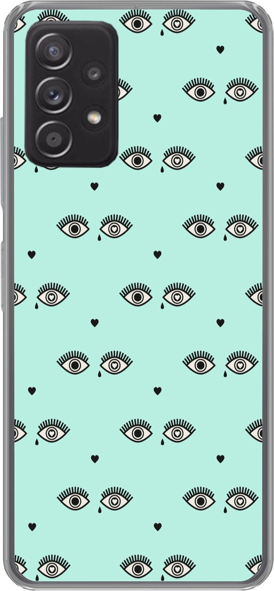 Telefoonhoesje Geschikt voor Samsung Galaxy A53 5G hoesje - Meisjes - Ogen - Hartjes - Patronen - Girl - Kids - Kinderen - Siliconen Telefoonhoesje Telefoonhoesje