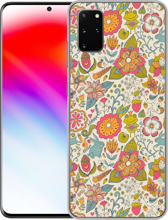 Samsung Galaxy S20 Plus - Fille - Lapin - Grenouille - Motifs - Fille - Kids - Enfants - Enfant - Coque de téléphone en Siliconen