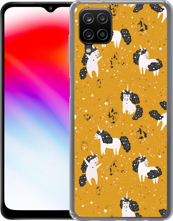 Coque Samsung Galaxy A12 - Filles - Unicorn - Étoiles - Motifs - Fille - Kids - Enfants - Enfant - Coque de téléphone en Siliconen