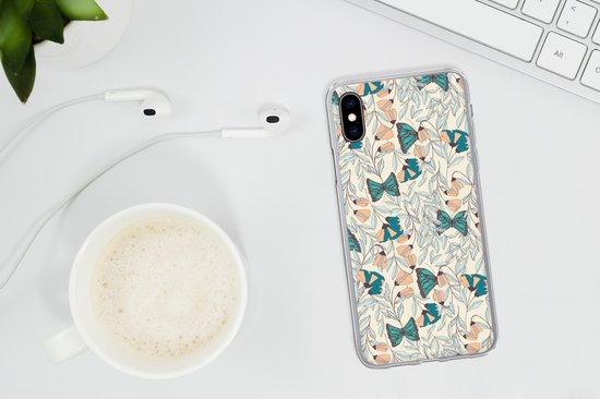 Coque iPhone Xs - Filles - Papillon - Fleurs - Motifs - Coque en Siliconen pour téléphone -