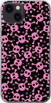 Geschikt voor iPhone 13 hoesje - Meisje - Piraten - Roze - Patronen - Girl - Kind - Kinderen - Siliconen Telefoonhoesje