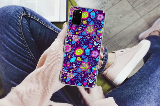 Coque Samsung Galaxy S20 Plus - Filles - Lapin - Rose - Motifs - Fille - Kids - Enfants - Coque de téléphone en Siliconen