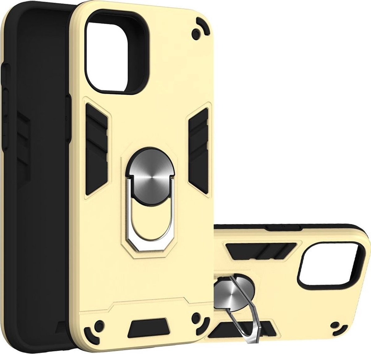 Mobigear Hoesje geschikt voor Apple iPhone 12 Pro Max Telefoonhoesje Hardcase | Mobigear Armor Ring Backcover Shockproof met Ringhouder | Schokbestendig iPhone 12 Pro Max Telefoonhoesje | Anti Shock Proof - Goud