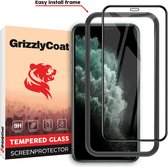 GrizzlyCoat Screenprotector geschikt voor Apple iPhone 11 Pro Max Glazen | GrizzlyCoat Easy Fit Screenprotector - Case Friendly + Installatie Frame - Zwart
