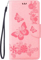 Mobigear Butterfly Telefoonhoesje geschikt voor Apple iPhone 8 Hoesje Bookcase Portemonnee - Roze