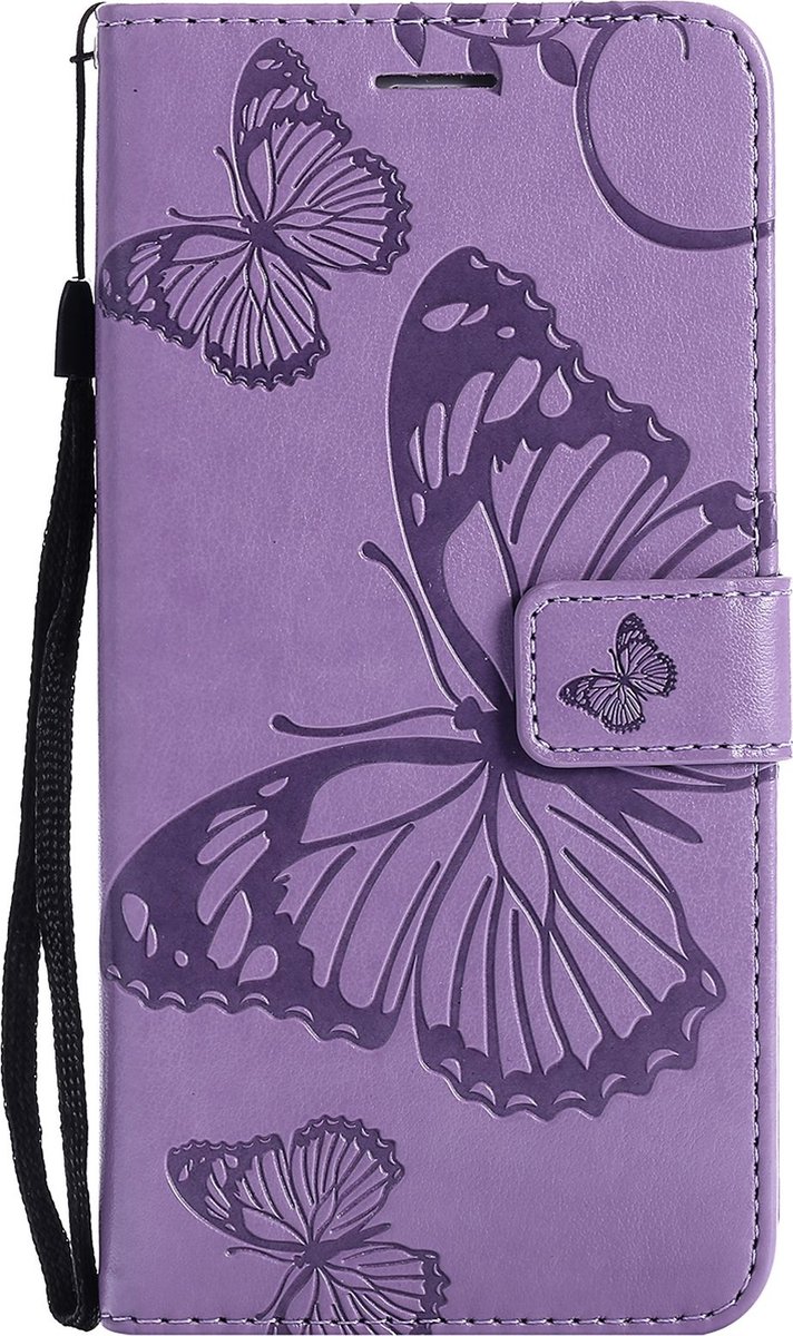 Mobigear Telefoonhoesje geschikt voor Realme 8 Pro Hoesje | Mobigear Butterfly Bookcase Portemonnee | Pasjeshouder voor 2 Pasjes | Telefoonhoesje voor Pinpas / OV Kaart / Rijbewijs - Paars