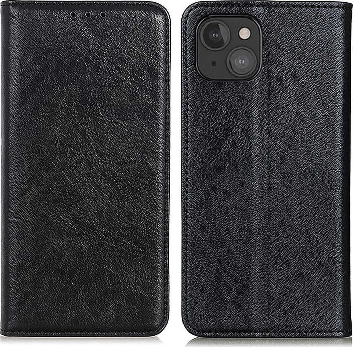 Mobigear Telefoonhoesje geschikt voor Apple iPhone 13 Mini Hoesje | Mobigear Classic Elegance Bookcase Portemonnee | Pasjeshouder voor 2 Pasjes | Telefoonhoesje voor Pinpas / OV Kaart / Rijbewijs - Zwart