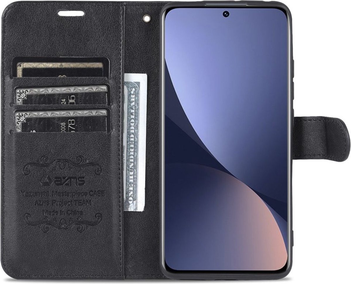 AZNS Xiaomi 12 / 12X Hoesje Wallet Book Case Kunstleer Zwart