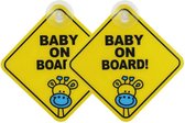 *** Baby On Board Duo - Baby Aan Boord 2x Geel Zuignap - Attentie! - Autoraam - Autoruit - Zuignap - 2 Stuk - van Heble® ***