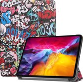 Mobigear Tablethoes geschikt voor Apple iPad Pro 11 Inch (2021) Hoes | Mobigear Tri-Fold Bookcase - Graffiti