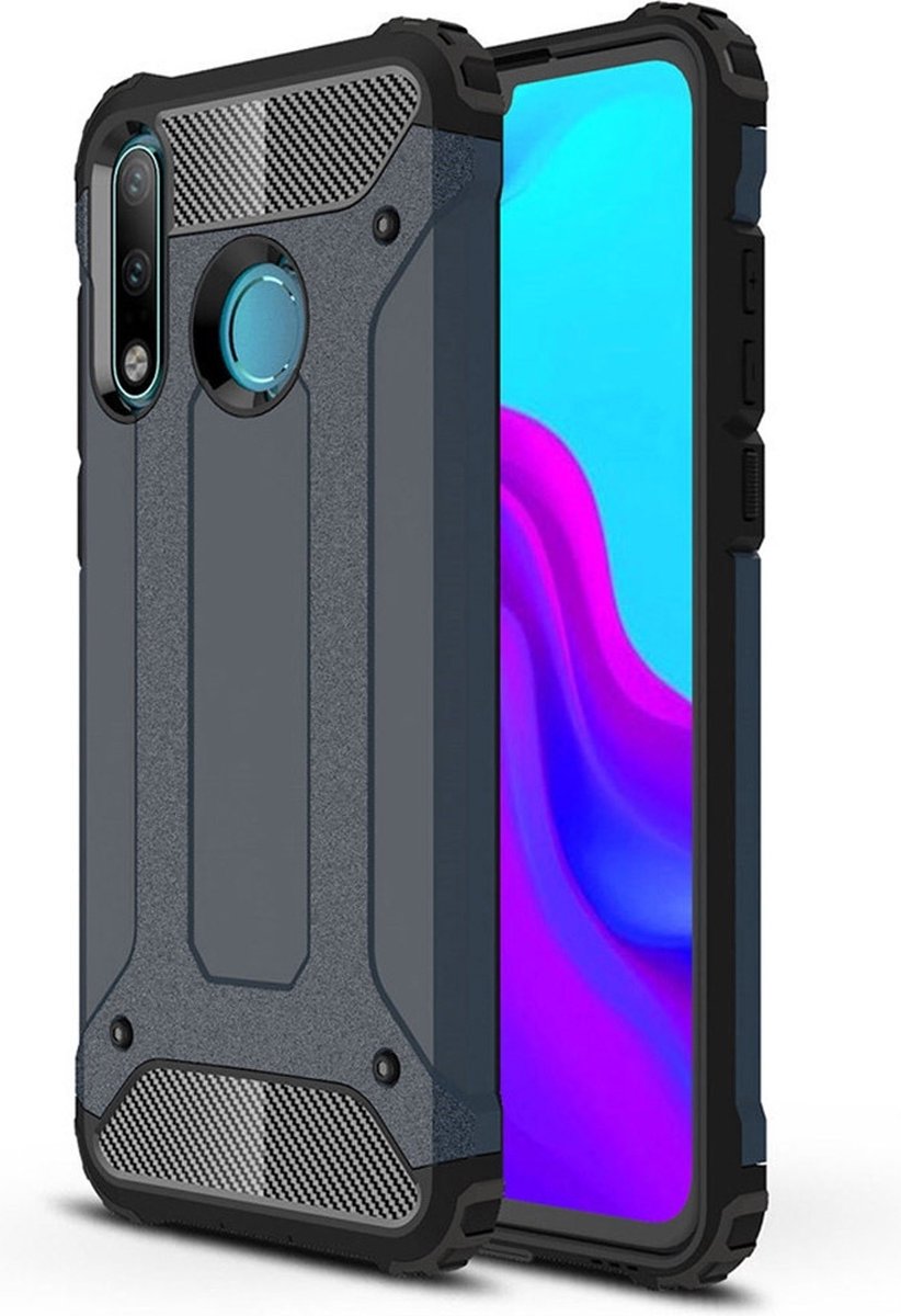 Mobigear Hoesje geschikt voor Huawei P30 Lite Telefoonhoesje Hardcase | Mobigear Outdoor Backcover Shockproof | Schokbestendig P30 Lite Telefoonhoesje | Anti Shock Proof - Marineblauw