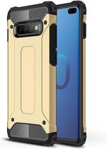 Mobigear Hoesje geschikt voor Samsung Galaxy S10 Plus Telefoonhoesje Hardcase | Mobigear Outdoor Backcover Shockproof | Schokbestendig Galaxy S10 Plus Telefoonhoesje | Anti Shock Proof - Goud