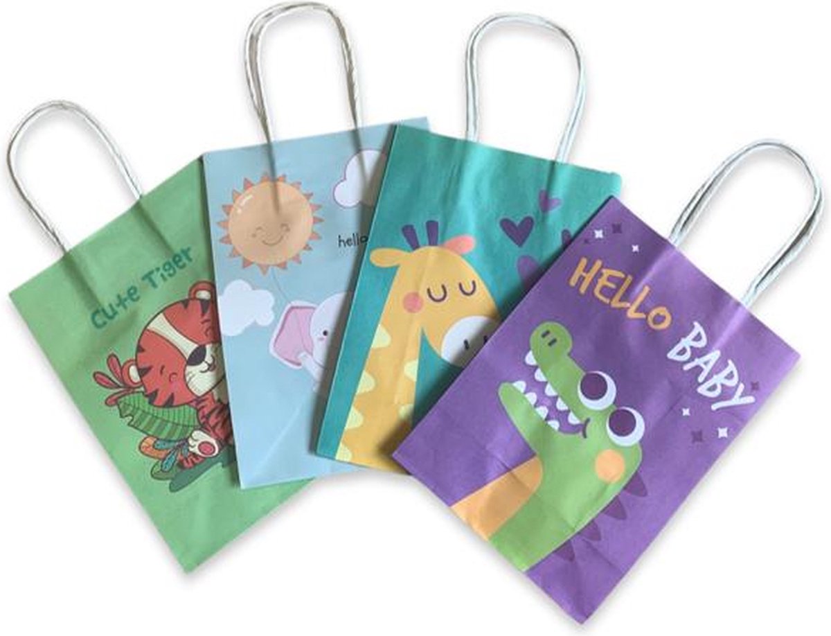5 Papieren Cadeautasjes dieren - Korte tekst - A5