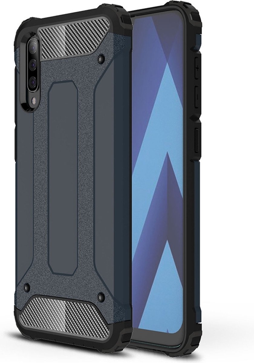 Mobigear Hoesje geschikt voor Samsung Galaxy A70 Telefoonhoesje Hardcase | Mobigear Outdoor Backcover Shockproof | Schokbestendig Galaxy A70 Telefoonhoesje | Anti Shock Proof - Marineblauw