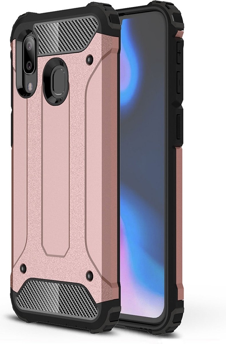 Mobigear Hoesje geschikt voor Samsung Galaxy A40 Telefoonhoesje Hardcase | Mobigear Outdoor Backcover Shockproof | Schokbestendig Galaxy A40 Telefoonhoesje | Anti Shock Proof - Roségoud
