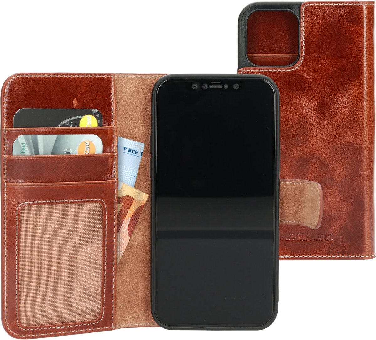 Apple iPhone 12 Hoesje - Mobiparts - Excellent Wallet Serie - Echt Leer Bookcase - Oaked Cognac - Hoesje Geschikt Voor Apple iPhone 12