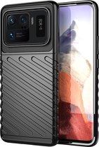 Mobigear Hoesje geschikt voor Xiaomi Mi 11 Ultra Telefoonhoesje Flexibel TPU | Mobigear Groove Backcover | Mi 11 Ultra Case | Back Cover - Zwart