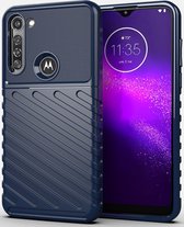 Mobigear Hoesje geschikt voor Motorola Moto G8 Power Telefoonhoesje Flexibel TPU | Mobigear Groove Backcover | Moto G8 Power Case | Back Cover - Blauw
