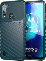 Mobigear Hoesje geschikt voor Motorola Moto G8 Power Lite Telefoonhoesje Flexibel TPU | Mobigear Groove Backcover | Moto G8 Power Lite Case | Back Cover - Groen