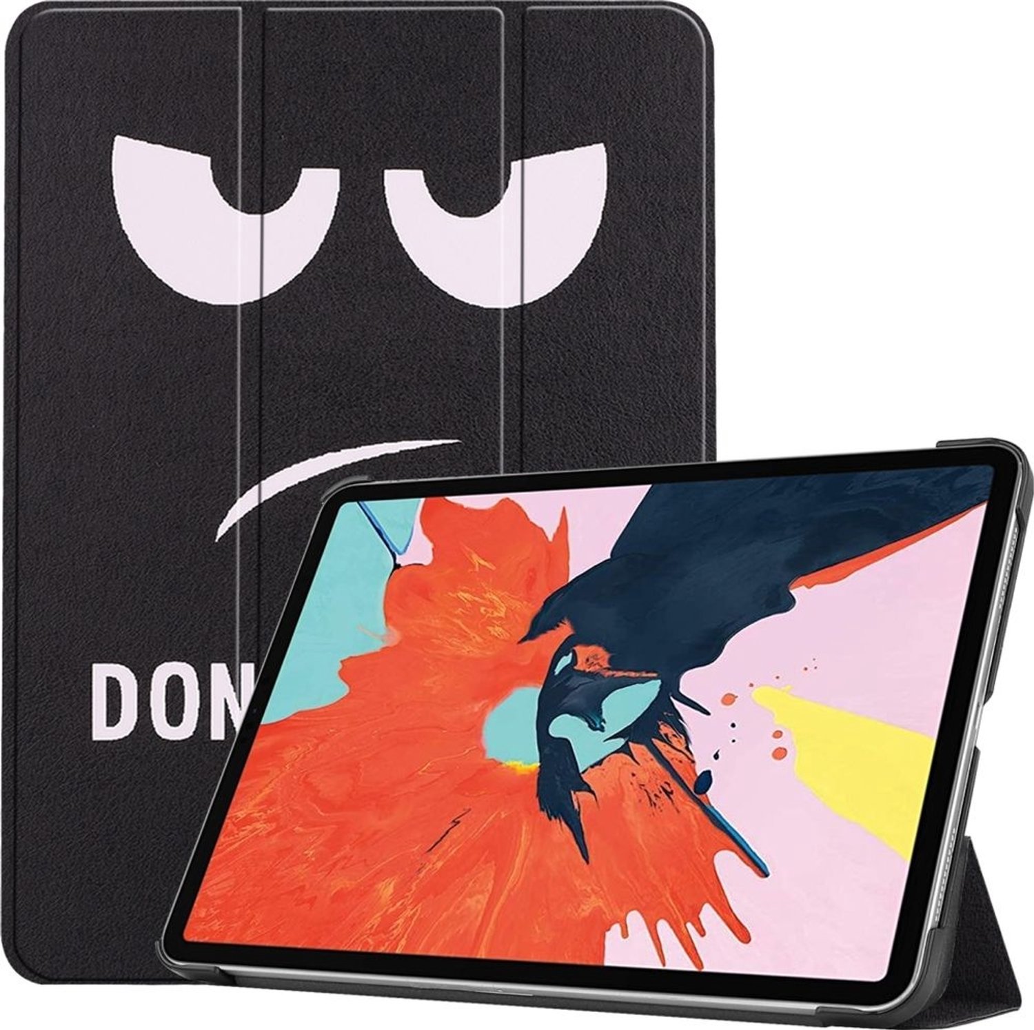 Mobigear Tablethoes geschikt voor Apple iPad Air 5 (2022) Hoes | Mobigear Tri-Fold Bookcase - Do Not Touch | Zwart