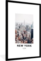 Fotolijst incl. Poster - New York - USA - Lucht - 60x90 cm - Posterlijst