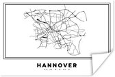 Poster Zwart Wit – Duitsland – Plattegrond – Stadskaart – Kaart – Hannover - 120x80 cm