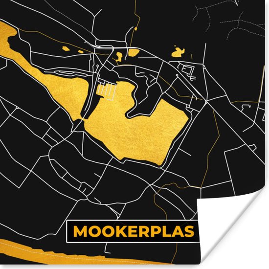 Poster Map - Plan d'étage - Plan de la ville - Mookerplas - Or - 50x50 cm