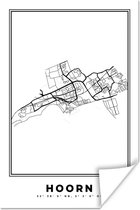 Poster City Map - Zwart Wit - Carte - Hoorn - Nederland - Carte - 60x90 cm