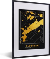 Fotolijst incl. Poster - Friesland - Kaart - Plattegrond - Stadskaart - Fluessen - Goud - 30x40 cm - Posterlijst