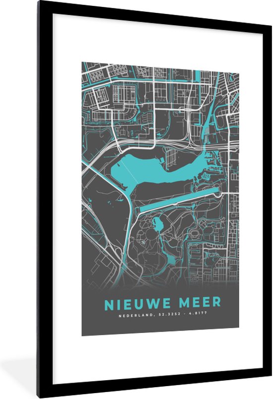 Fotolijst Incl Poster Nederland Water Stadskaart Kaart Nieuwe Meer Bol Com