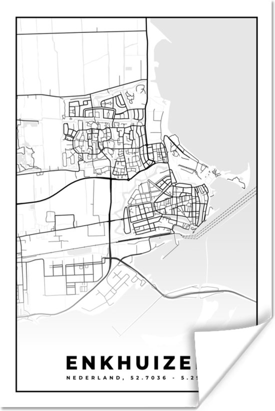 Poster Plan de la ville - Plan d'étage - Enkhuizen - Carte - 80x120 cm