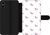 Bookcase Geschikt voor iPhone XS telefoonhoesje - Meisje - Unicorn - Roze - Patronen - Girl - Kindje - Kinderen - Met vakjes - Wallet case met magneetsluiting