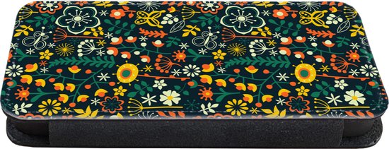 Étui pour téléphone Bookcase iPhone 13 Mini - Filles - Papillon - Plantes - Motifs - Fille - Kids - Enfants - Meiden - Avec compartiments - Étui portefeuille à fermeture magnétique