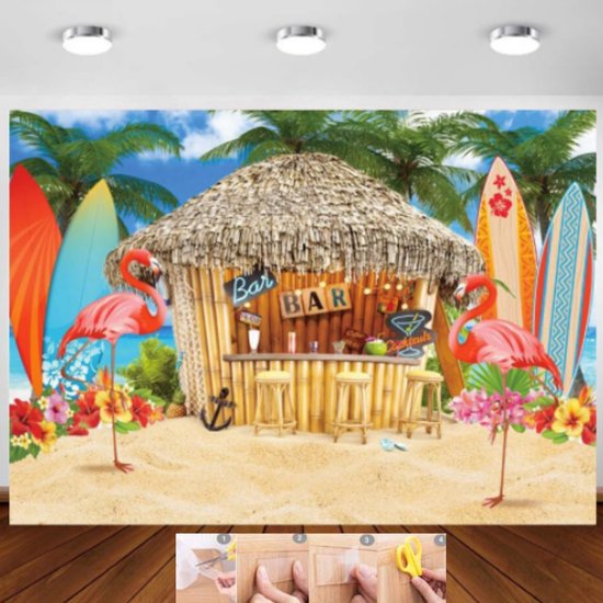dans opraken land Tropical Beach Reuze poster van vinyl + nanotape - 220 x 150 cm - Muur  Wanddecoratie... | bol.com