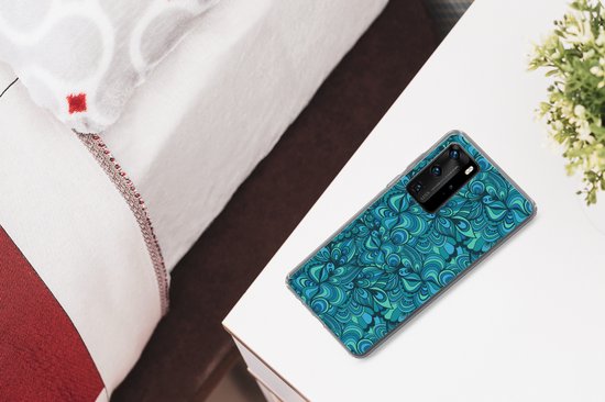 Coque Huawei P40 Pro - Design - Vintage - Blauw - Turquoise - Coque de téléphone en Siliconen -