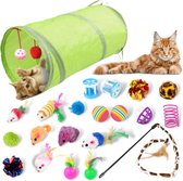 AdroitGoods - Set de jouets pour chat - 21 pièces - Cataire - Intelligence - Jouets pour chat - Cloche - Set - Canne à pêche - Tunnel - Souris