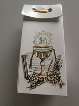 10 stuks communie doosje ivoor met goud IHS kelk en boek