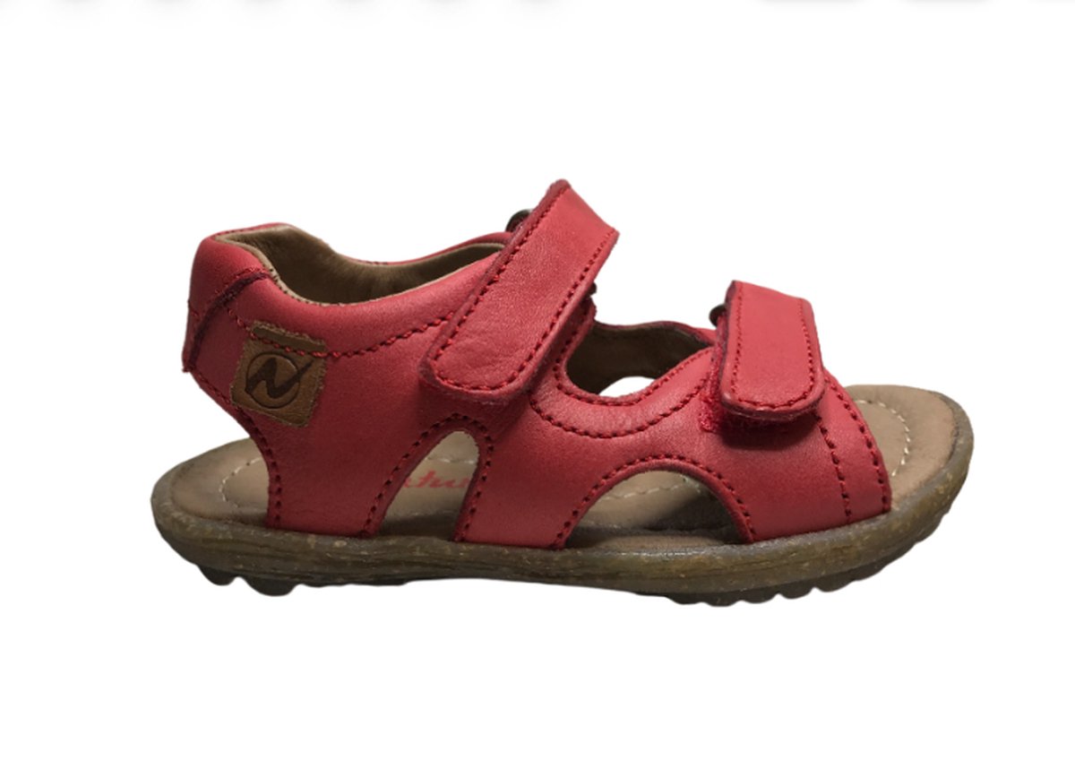 Naturino velcro's effen lederen sandalen sky rood mt 24
