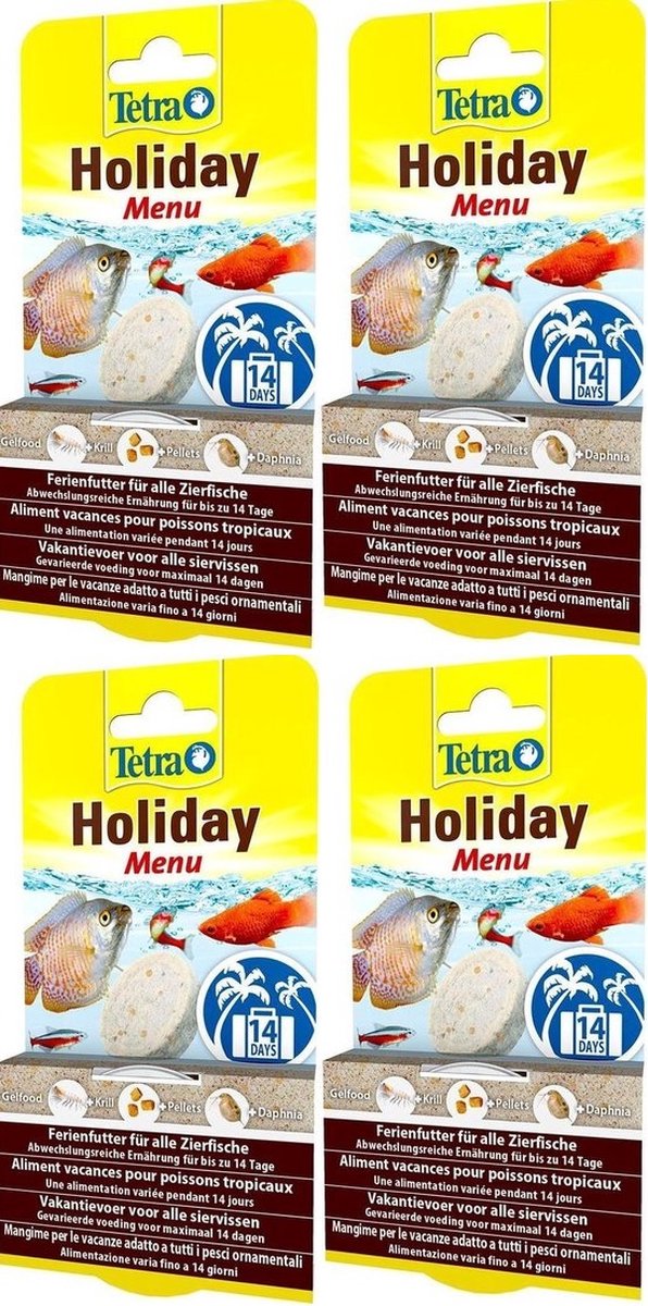 Vissenvoer - Tetra Holiday menu - Vakantievoer- 30 Gram - 4 stuks - Voordeelverpakking