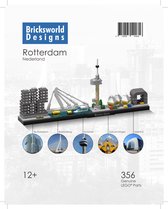 Bricksworld BOC-SKY-ROT BOC Architectuur Skyline Rotterdam (NL) modules Erasmusbrug, Euromast, De Rotterdam, Kubuswoningen & Markthal. Samengesteld uit originele nieuwe LEGO® onderdelen.