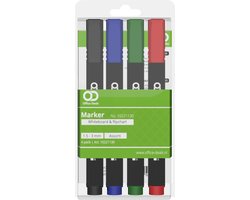 Whiteboard en flipover markers - Set van 4 kleuren - 1.5-3mm smalle ronde punt
